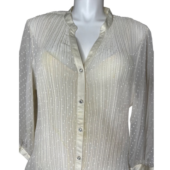 Lane Bryant Sheer Cream Pleated Blouse size 22/24 - Picture 6 of 16